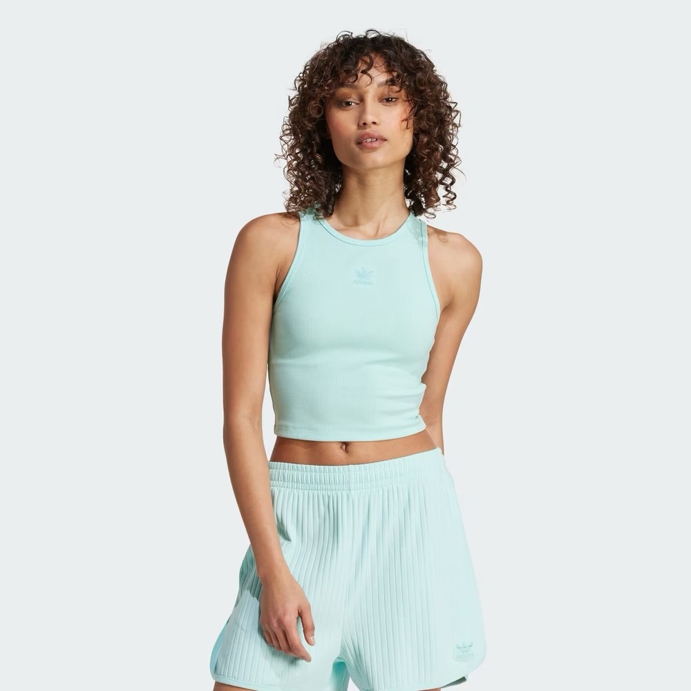 NEW Adidas Originals Adicolor $35 Essentials Rib Tank Top Aqua Women XS